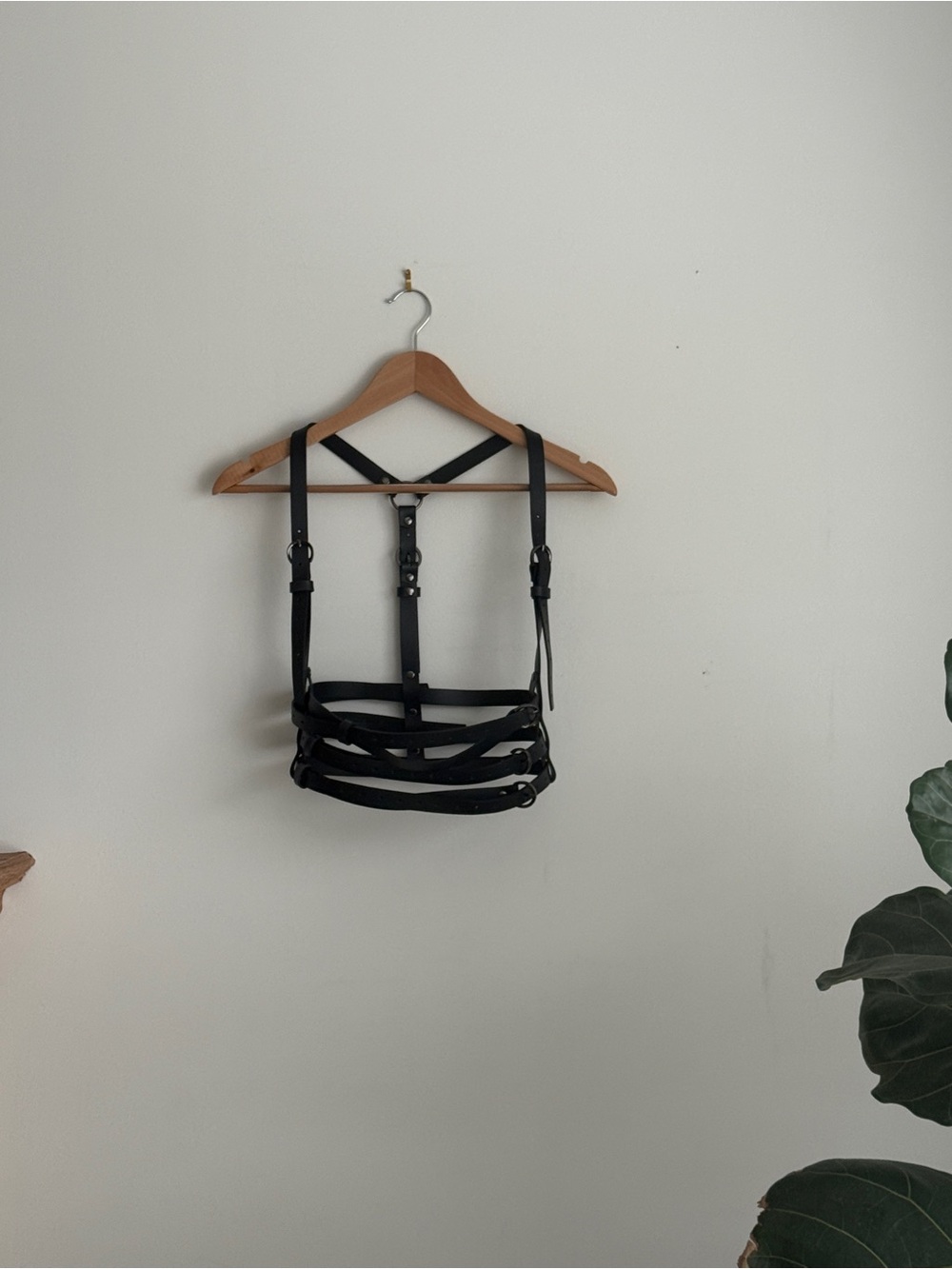 Black genuine Leather Harness - handmade
